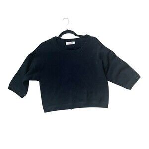 Organic John Patrick sweater womens black merino wool cropped sweater size xs